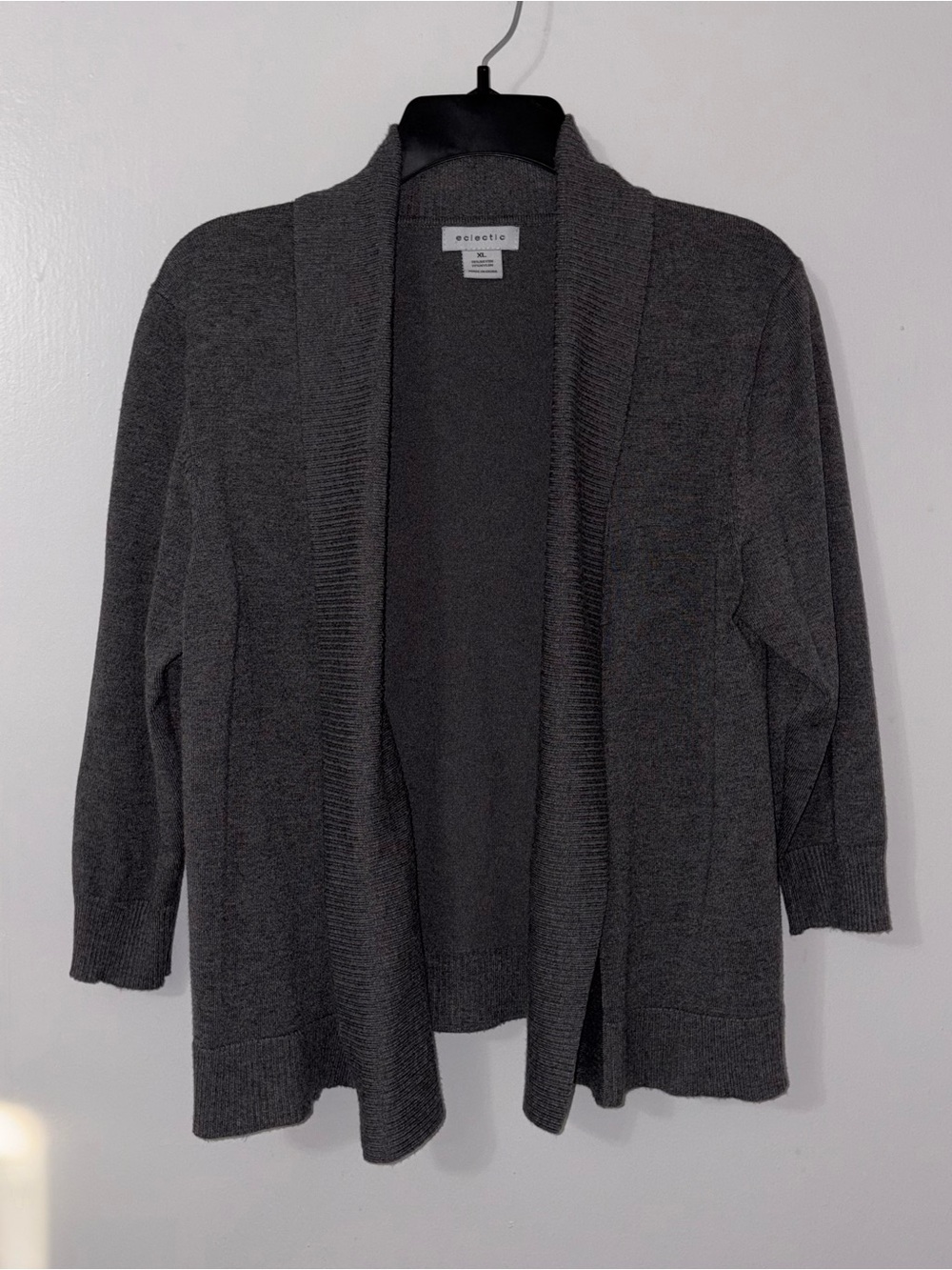 Eclectic Dark Gray Open-Front Shawl Cardigan